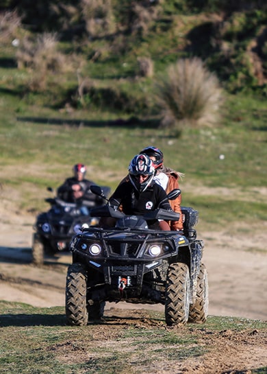 two people on an atv vehicle in Vlore, Albania