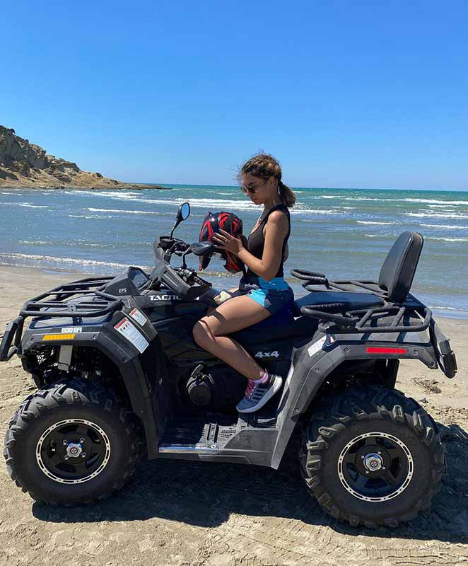 a girl on an atv vehicle in Vlore, Albania